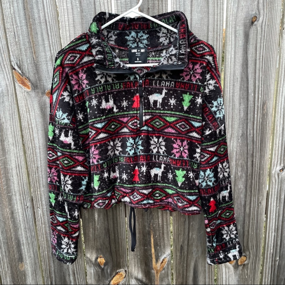 Christmas Cropped Half Zip Jacket